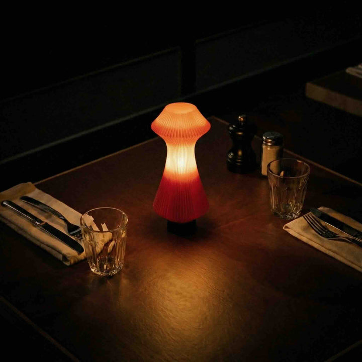 Volara Red Glass Button Control | Portable Lamp