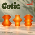 Muvèlo Cutie set of three in Orange Glass: Volara, Zeya, Ruvaa, all illuminated and shown together.