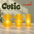 Muvèlo Cutie set of three in Yellow Glass: Volara, Ruvaa, Tratto, all illuminated and shown together.