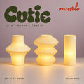 Muvèlo Cutie set of three in Butter: Zeya, Ruvaa, Tratto, all illuminated and shown together.