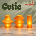 Muvèlo Cutie set of three in Orange Glass: Zeya, Ruvaa, Tratto, all illuminated and shown together.
