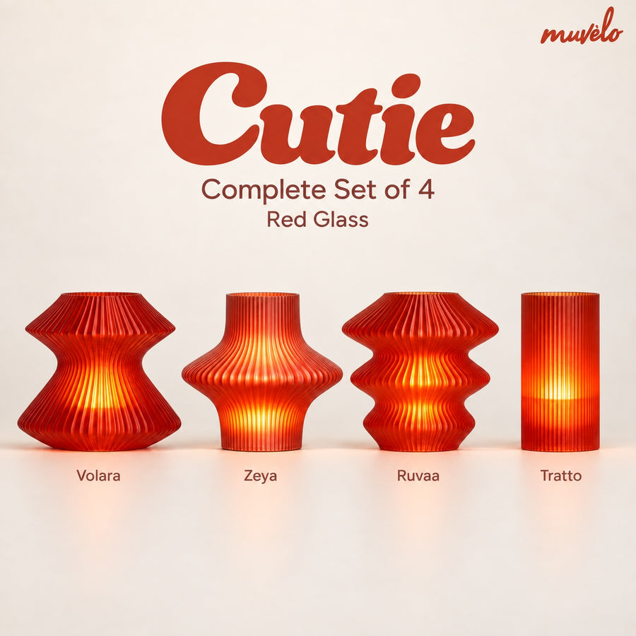 Cutie Red Glass | Complete Set of 4