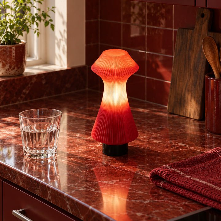 Volara Red Glass Button Control  | Portable Lamp